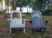 Click to enlarge image Custom Artwork by Bridget Hanley of Bridget Hanley Studio in Dunnellon, Florida. (Chairs $326 each: Custom artwork additional: Contact Bridget) - Adirondack Style Furniture - How it all started